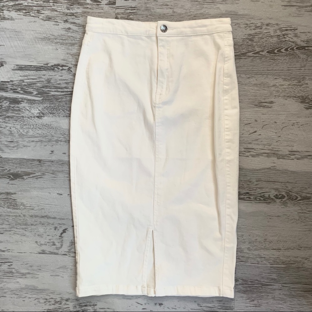 Missguided White Jean Midi Skirt